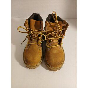 Timberland Boots Youth 8 M Casual Combat 12809 Brown Genuine Leather Lace Up